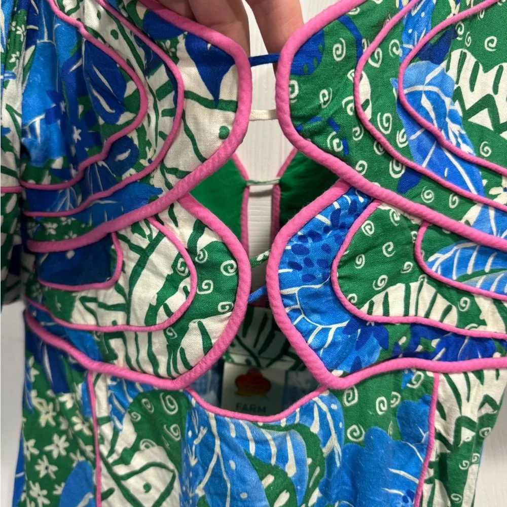 Gorgeous Farm Rio Jungle Panther Dress with Puffed Sleeves and Pink lining - Picture 3 of 6
